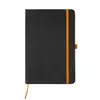 Black notebook with contrasting color elements