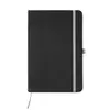 Black notebook with contrasting color elements
