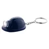 Helmet shaped keychain with an LED flashlight