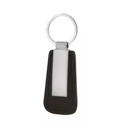 Leather keychain with metal tile