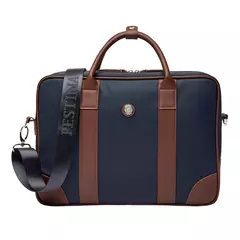 Чанта за документи Button Navy & Brown