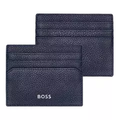 Кожен визитник Classic Grained Navy