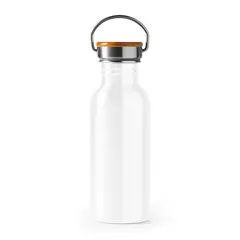 Steel thermos with bamboo lid