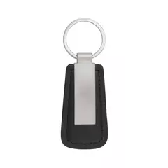 Leather keychain with metal tile