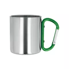 Double wall mug with carabiner handle