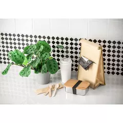 Metal box with bamboo lid