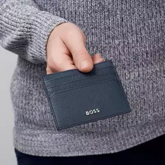 Кожен визитник Classic Grained Navy