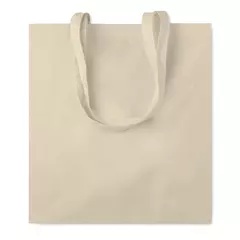 Памучна пазарска чанта с дълги дръжки и разширение 140 г/м²