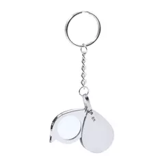 Metal keyring with magnifying glass