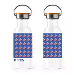 Steel thermos with bamboo lid
