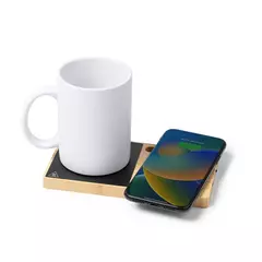 Подложка за чаша с безжично зарядно и стойка за телефон