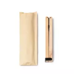 Foldable fan with wooden spokes