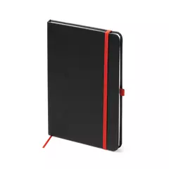 Black notebook with contrasting color elements