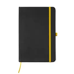 Black notebook with contrasting color elements
