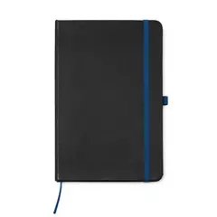 Black notebook with contrasting color elements