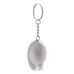 Helmet shaped keychain with an LED flashlight