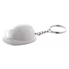 Helmet shaped keychain with an LED flashlight