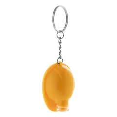 Helmet shaped keychain with an LED flashlight