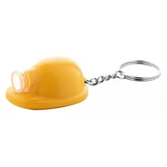 Helmet shaped keychain with an LED flashlight