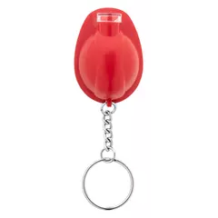 Helmet shaped keychain with an LED flashlight