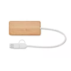 Bamboo USB hub with 3 ports