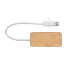 Bamboo USB hub with 3 ports