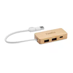 Bamboo USB hub with 3 ports