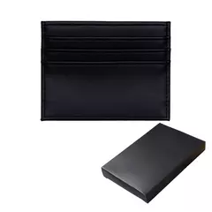 Двустранен кожен калъф за карти с RFID защита в индивидуална кутия
