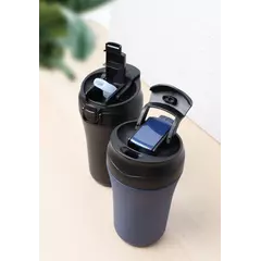 Thermos cup with push-button opening and straw 400 ml