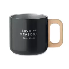 Double wall mug with a wooden handle 350 ml