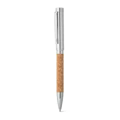 Cork and metal ballpoint pen with twist mechanism