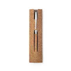 Cork and metal ballpoint pen with twist mechanism
