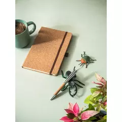 Cork and metal ballpoint pen with twist mechanism