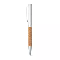 Cork and metal ballpoint pen with twist mechanism