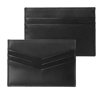 Кожен портфейл за карти Double Chevron
