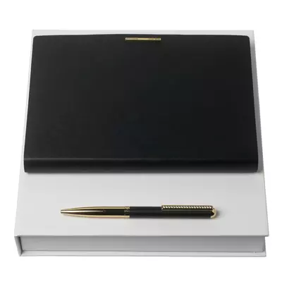 Set note pad A5 and ball pen Barrette Noir