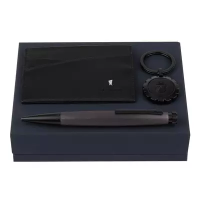 Set cardholder, keychain and ball pen