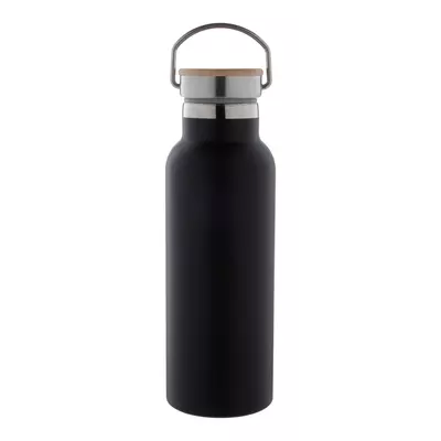 Steel thermos with bamboo lid