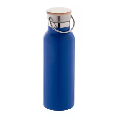Steel thermos with bamboo lid