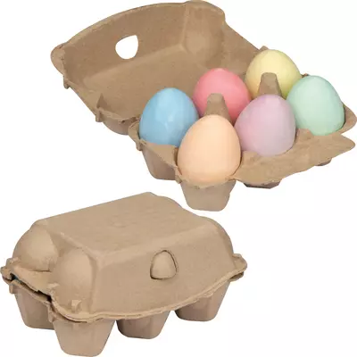 Chalk eggs in cardboard box