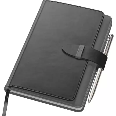 Notebook with business card compartments