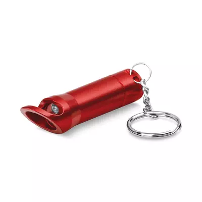 Flashlight, bottle opener and keyring