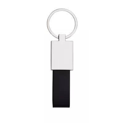 Metal keychain with leather