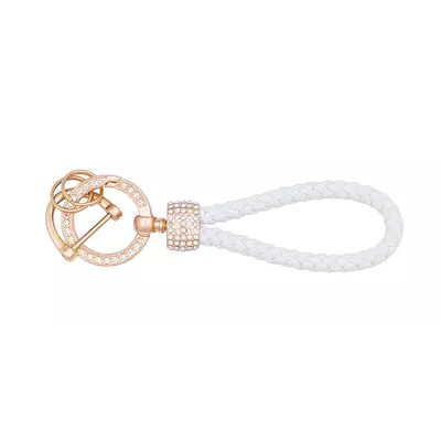 Keyring metal and vegan leather with crystals