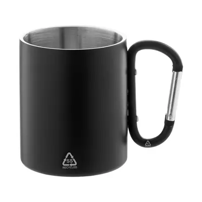 Double wall mug with carabiner handle