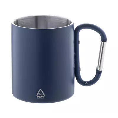 Double wall mug with carabiner handle