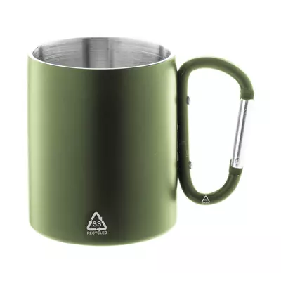 Double wall mug with carabiner handle