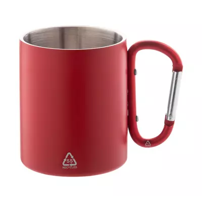 Double wall mug with carabiner handle