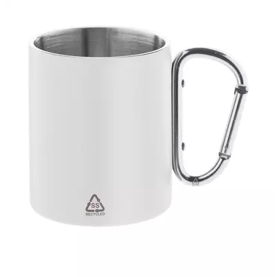 Double wall mug with carabiner handle