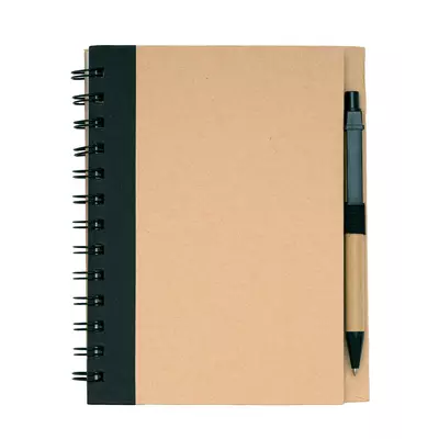 Eco notebook with hard covers and a ballpoint pen